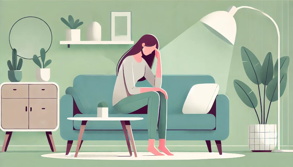 介護に悩む人のシンプルなイラスト