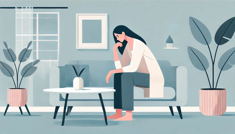 介護疲れに悩む人のイラスト